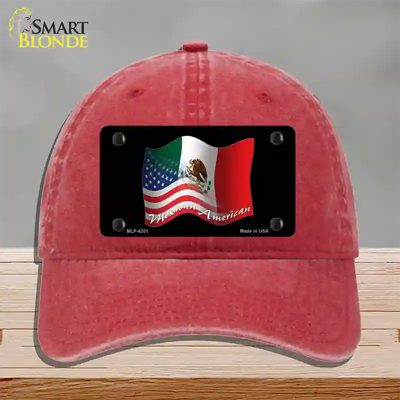 Mexican American Flag Novelty License Plate Hat Unconstructed Cotton / Red