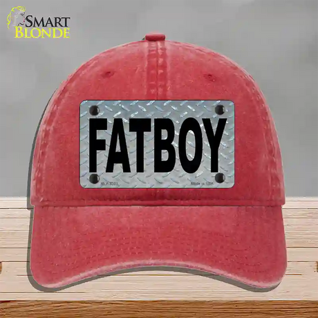 Fat Boy Diamond Novelty License Plate Hat Unconstructed Cotton / Red