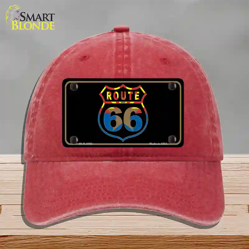 Route 66 Logo Arizona Flag Novelty License Plate Hat Unconstructed Cotton / Red