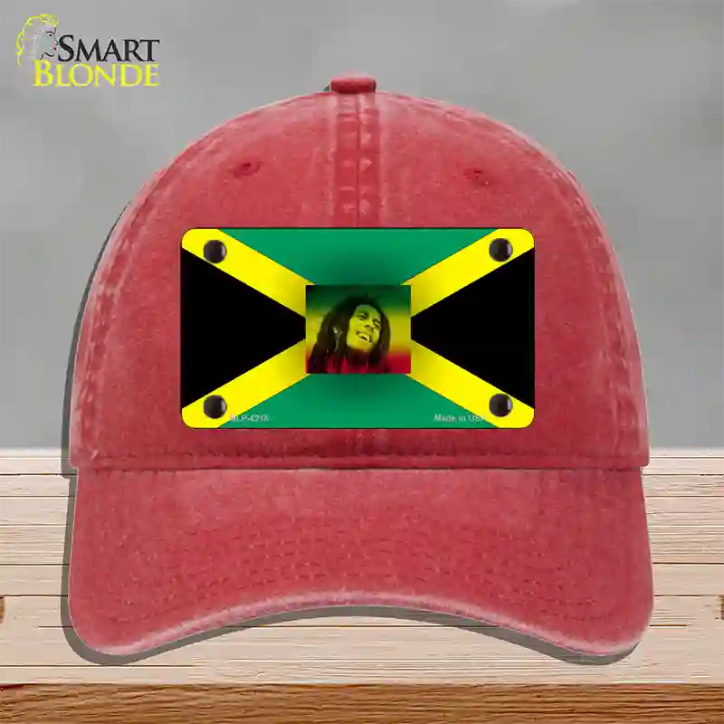 Jamaica Flag Bob Marley Novelty License Plate Hat Unconstructed Cotton / Red