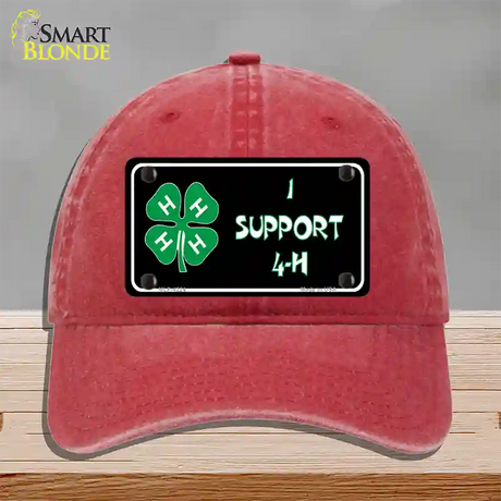 I Support 4-H Novelty License Plate Hat Unconstructed Cotton / Red