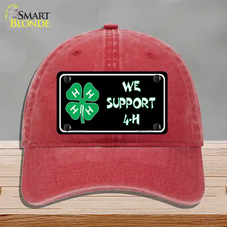 We Support 4-H Novelty License Plate Hat Unconstructed Cotton / Red