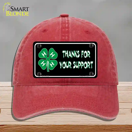 Thanks For Your Support 4-H Novelty License Plate Hat Unconstructed Cotton / Red