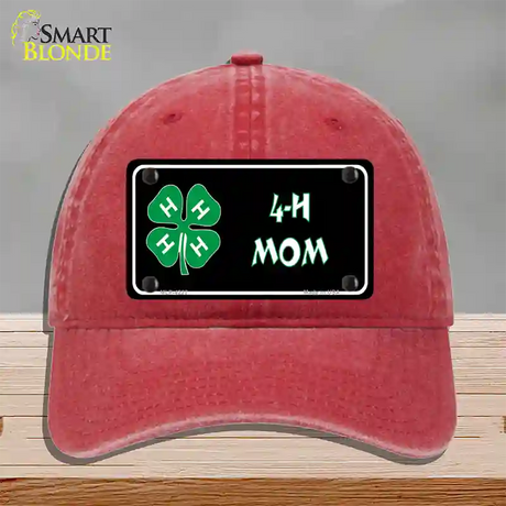 4-H Mom Novelty License Plate Hat Unconstructed Cotton / Red