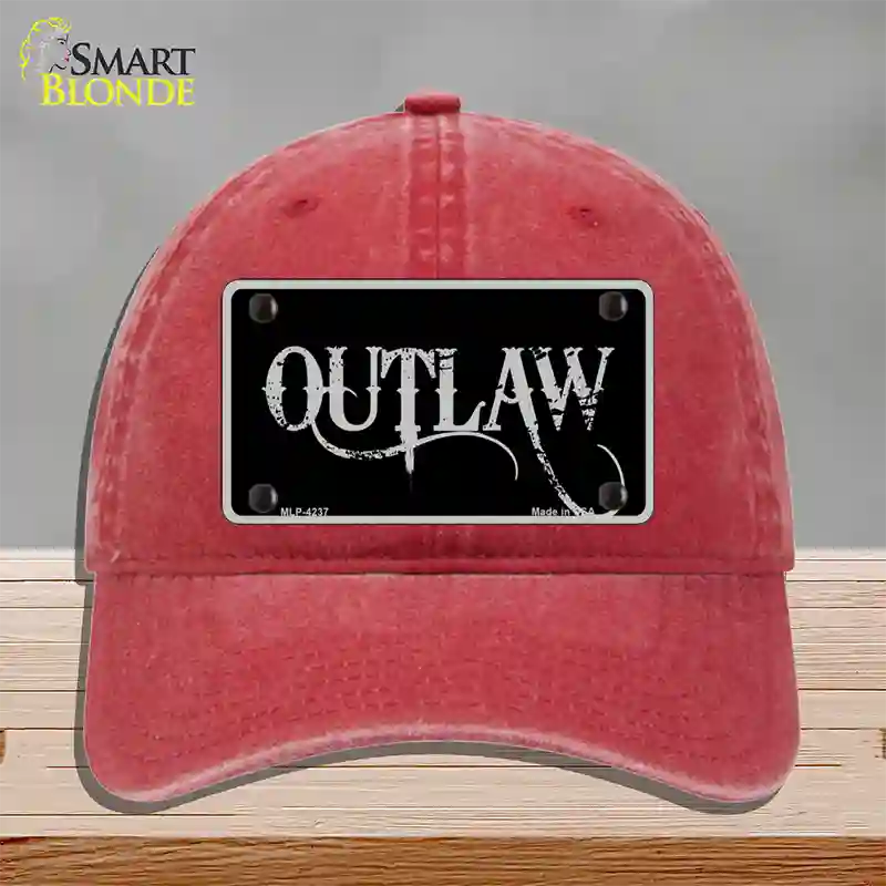 Outlaw Novelty License Plate Hat Unconstructed Cotton / Red