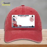 Maryland State Novelty License Plate Hat Unconstructed Cotton / Red