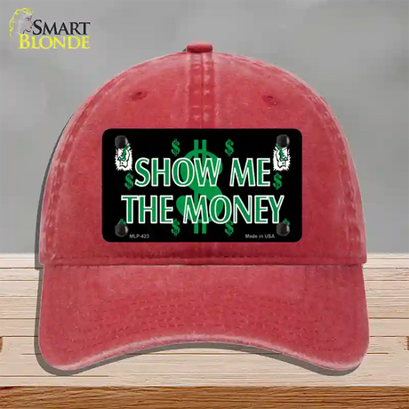 Show Me The Money Novelty License Plate Hat Unconstructed Cotton / Red