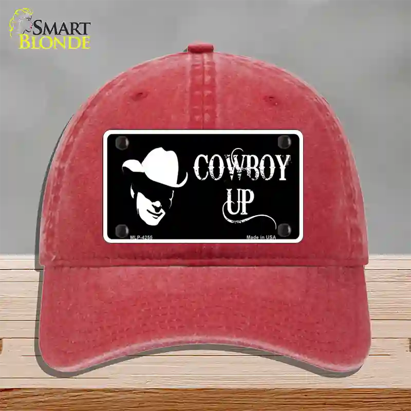 Cowboy Up License Novelty License Plate Hat Unconstructed Cotton / Red