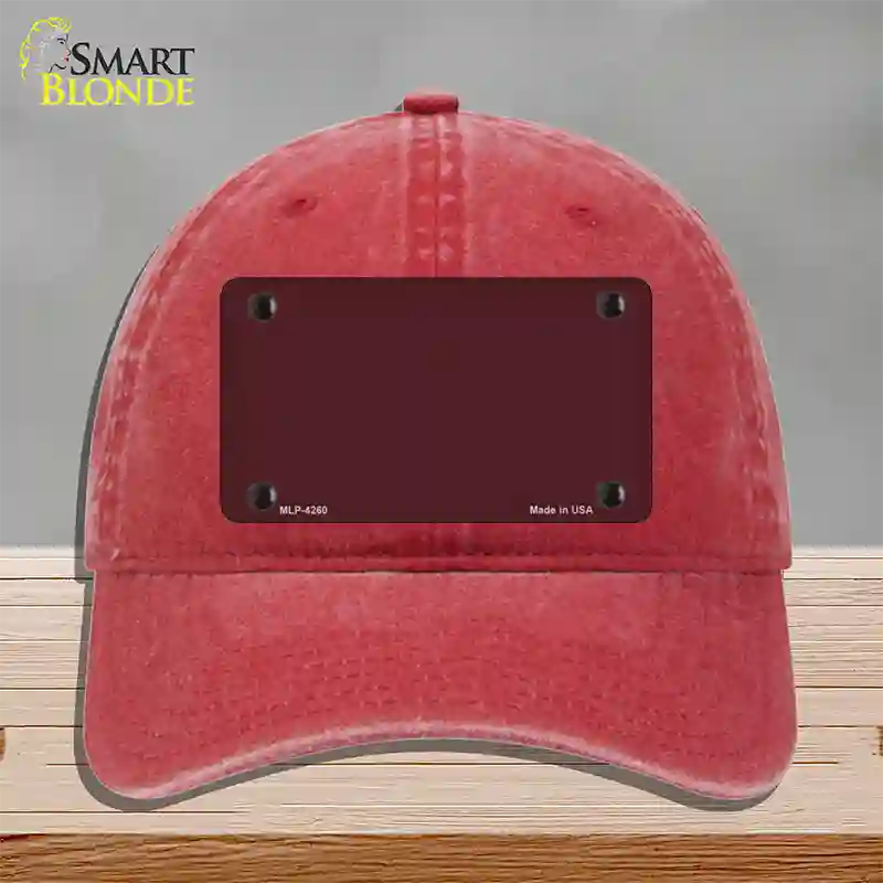 Burgundy Novelty License Plate Hat Unconstructed Cotton / Red