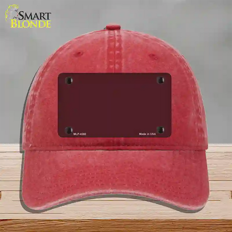 Burgundy Novelty License Plate Hat Unconstructed Cotton / Red