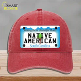 Native American South Carolina Novelty License Plate Hat Unconstructed Cotton / Red