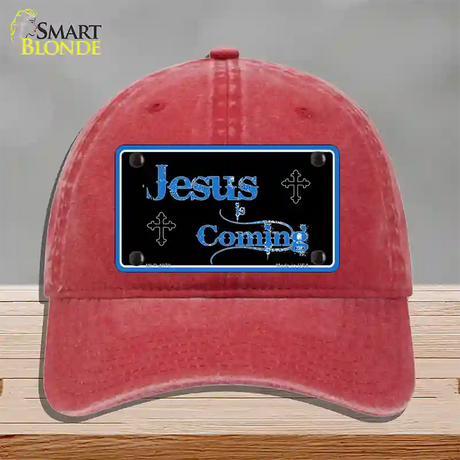 Jesus Is Coming Novelty License Plate Hat Unconstructed Cotton / Red