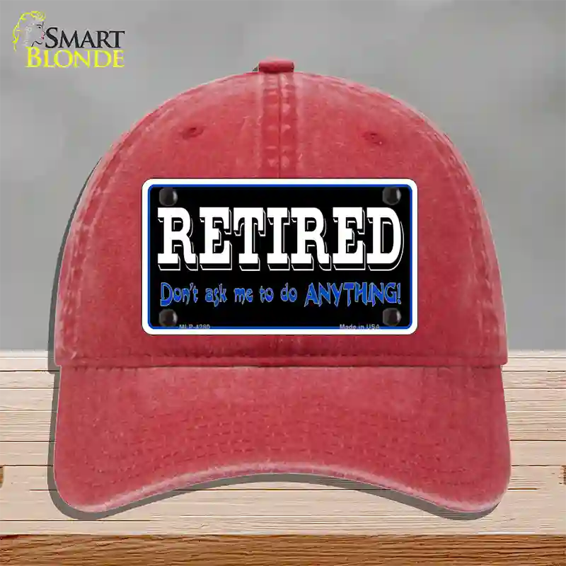 Retired Dont Ask Novelty License Plate Hat Unconstructed Cotton / Red