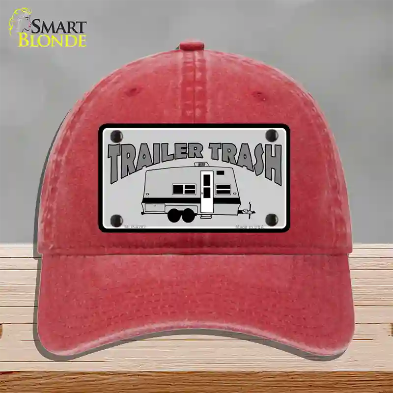 Trailer Trash Novelty License Plate Hat Unconstructed Cotton / Red