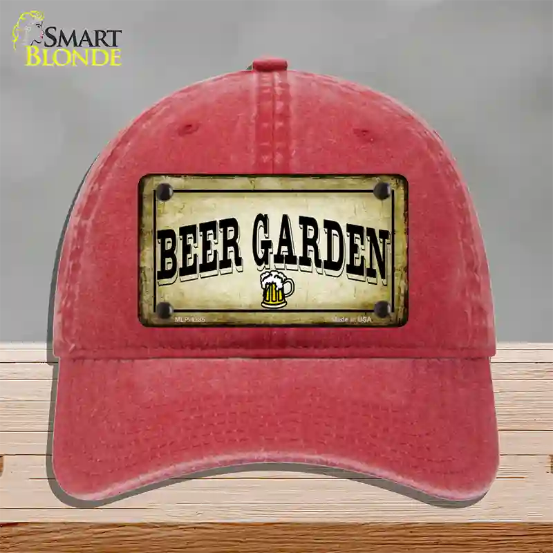 Beer Garden Novelty License Plate Hat Unconstructed Cotton / Red