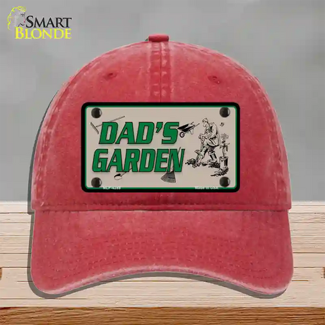 Dads Garden Novelty License Plate Hat Unconstructed Cotton / Red