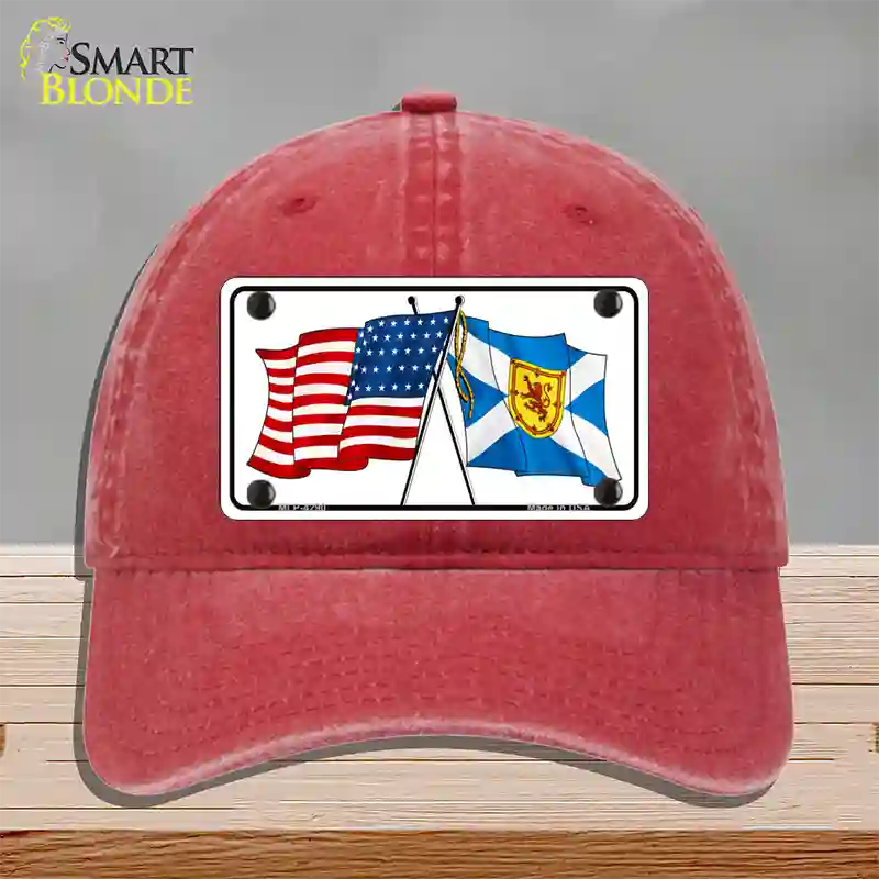 United States Scotland Crossed Flags Novelty License Plate Hat Sign Unconstructed Cotton / Red