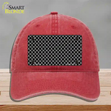 Black White Quatrefoil Novelty License Plate Hat Unconstructed Cotton / Red