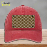 Brown White Quatrefoil Novelty License Plate Hat Unconstructed Cotton / Red