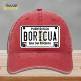 Boricua Puerto Rico Novelty License Plate Hat Unconstructed Cotton / Red