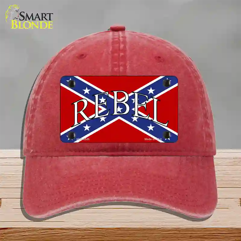 Rebel Confederate Flag Novelty License Plate Hat Unconstructed Cotton / Red