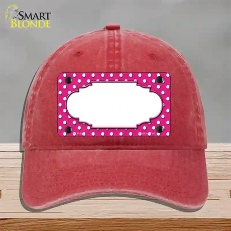 Scallop Pink White Polka Dot Novelty License Plate Hat Unconstructed Cotton / Red