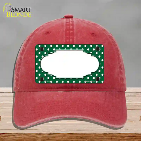 Scallop Green White Polka Dot Novelty License Plate Hat Unconstructed Cotton / Red