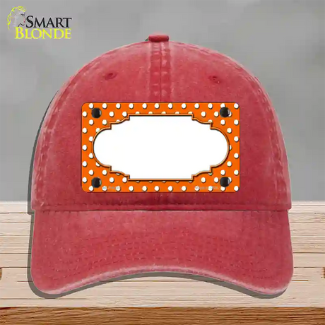 Scallop Orange White Polka Dot Novelty License Plate Hat Unconstructed Cotton / Red