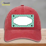 Scallop Mint White Polka Dot Novelty License Plate Hat Unconstructed Cotton / Red