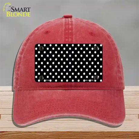 Black Polka Dot Novelty License Plate Hat Unconstructed Cotton / Red