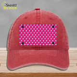 Pink Polka Dot Novelty License Plate Hat Unconstructed Cotton / Red