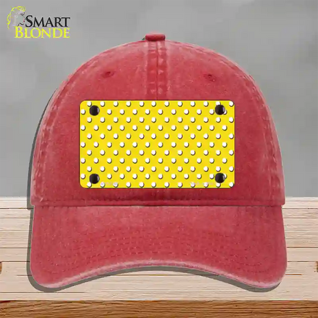 Yellow Polka Dot Novelty License Plate Hat Unconstructed Cotton / Red