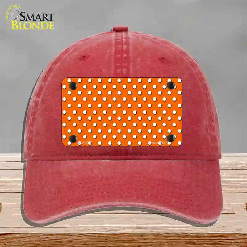 Orange Polka Dot Novelty License Plate Hat Unconstructed Cotton / Red