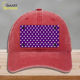 Purple Polka Dot Novelty License Plate Hat Unconstructed Cotton / Red