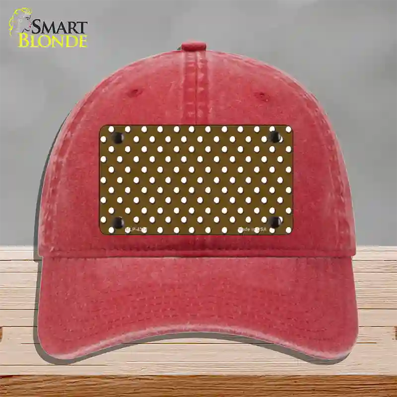 Brown Polka Dot Novelty License Plate Hat Unconstructed Cotton / Red