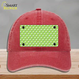 Lime Green Polka Dot Novelty License Plate Hat Unconstructed Cotton / Red