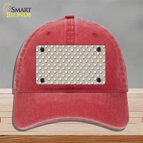 Tan Polka Dot Novelty License Plate Hat Unconstructed Cotton / Red