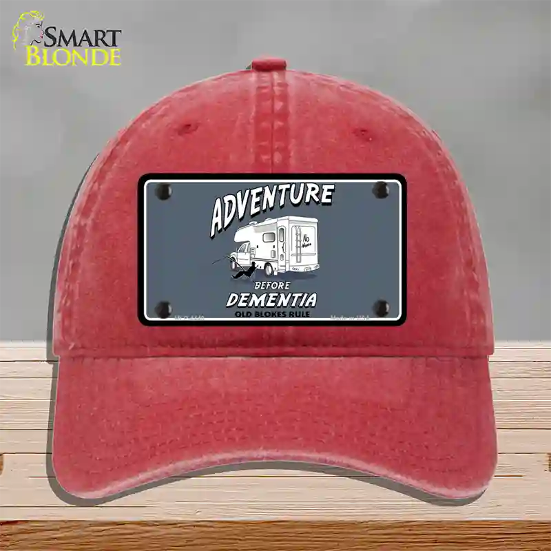 Adventure Before Dementia Novelty License Plate Hat Unconstructed Cotton / Red