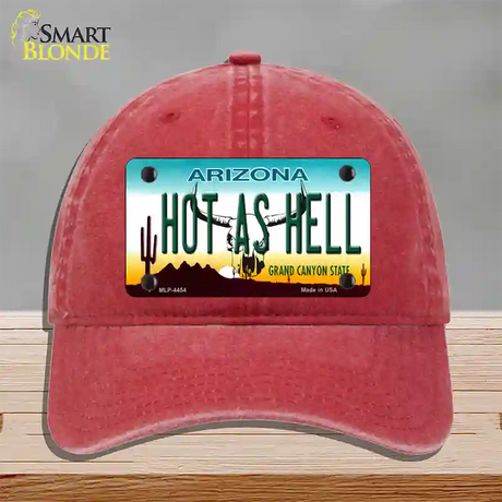 Hot As Hell Arizona Novelty License Plate Hat Unconstructed Cotton / Red