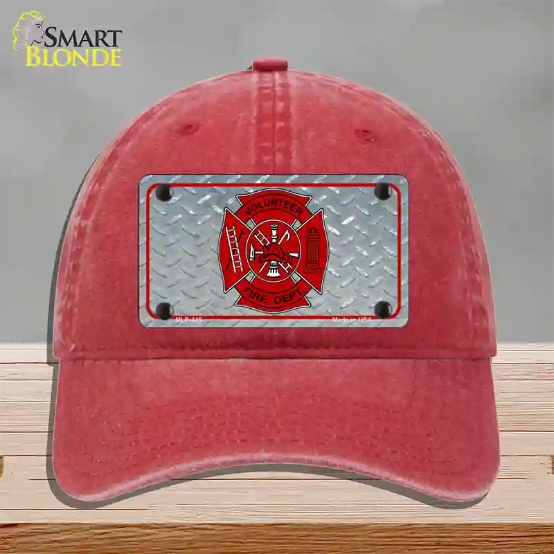 Volunteer Fire Dept Novelty License Plate Hat Unconstructed Cotton / Red