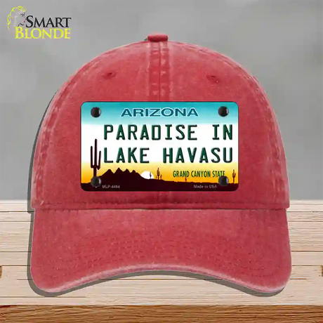 Paradise In Lake Havasu Arizona Novelty License Plate Hat Unconstructed Cotton / Red