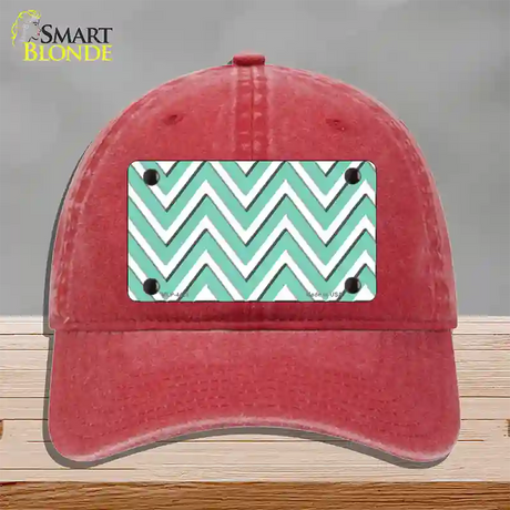 Mint White Large Chevron Novelty License Plate Hat Unconstructed Cotton / Red