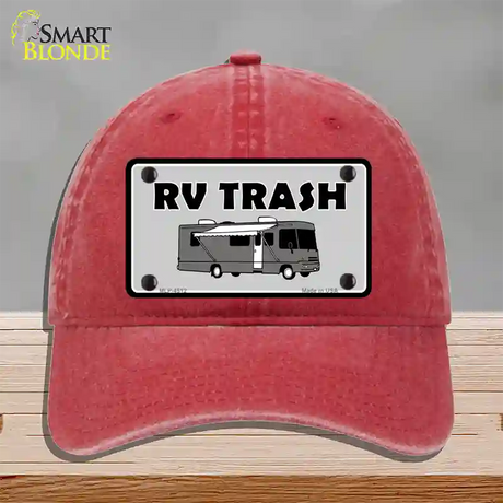 RV Trash Aluminum Automotive Novelty License Plate Hat Unconstructed Cotton / Red