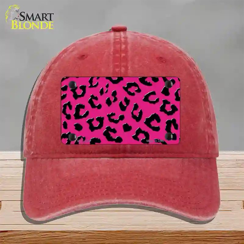 Pink Black Cheetah Novelty License Plate Hat Unconstructed Cotton / Red