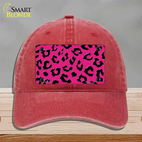 Pink Black Cheetah Novelty License Plate Hat Unconstructed Cotton / Red