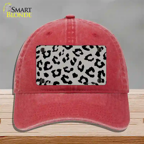 Grey Black Cheetah Novelty License Plate Hat Unconstructed Cotton / Red