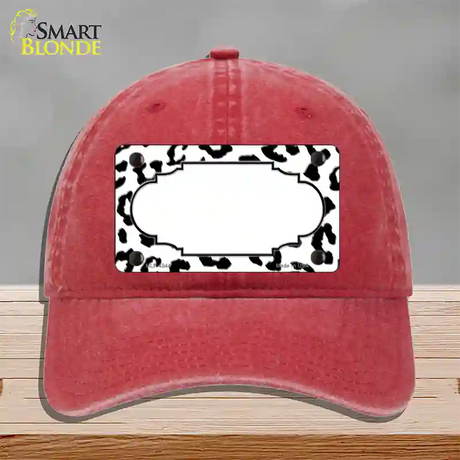 White Black Cheetah Scallop Novelty License Plate Hat Unconstructed Cotton / Red