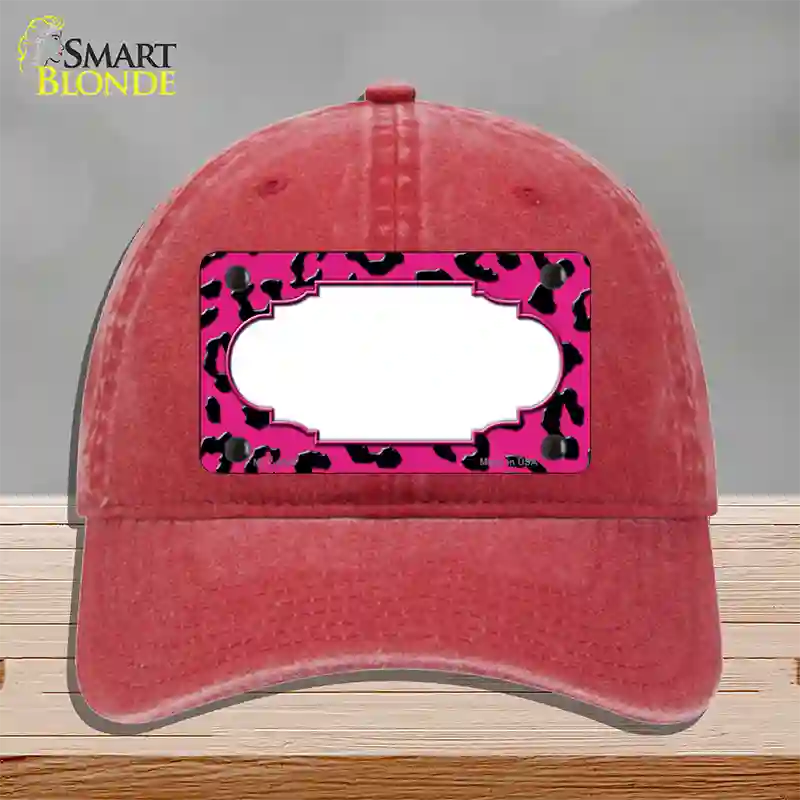 Pink Black Cheetah Scallop Novelty License Plate Hat Unconstructed Cotton / Red