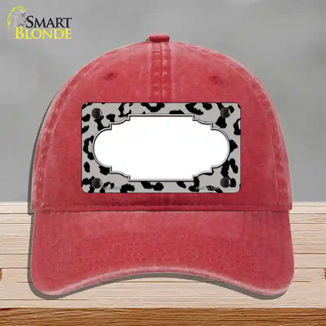 Grey Black Cheetah Scallop Novelty License Plate Hat Unconstructed Cotton / Red