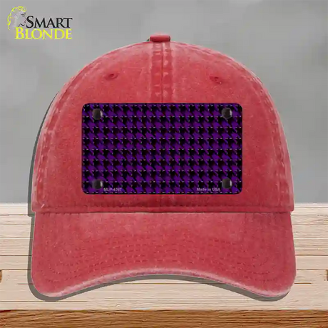 Purple Black Houndstooth Novelty License Plate Hat Unconstructed Cotton / Red